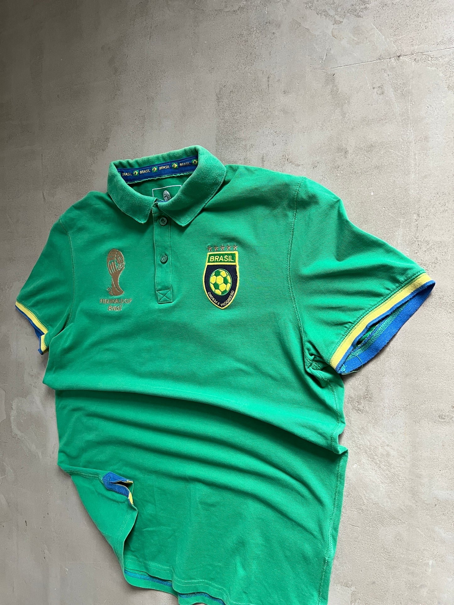 GREEN BRAZIL SOCCER POLO - 2000S - S