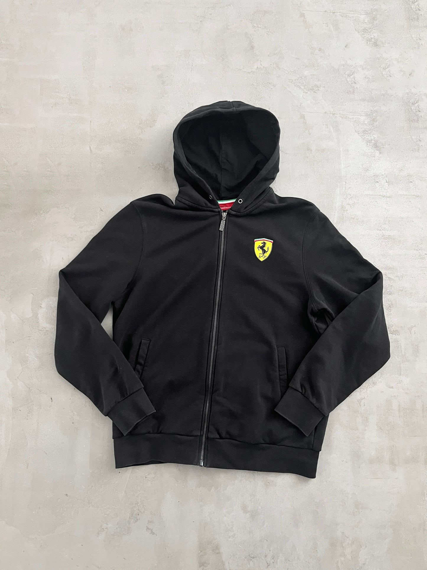 BLACK FERRARI SCUDERIA ZIP UP HOODIE - 2000S - M