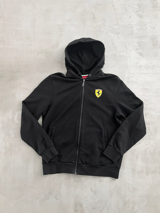 BLACK FERRARI SCUDERIA ZIP UP HOODIE - 2000S - M