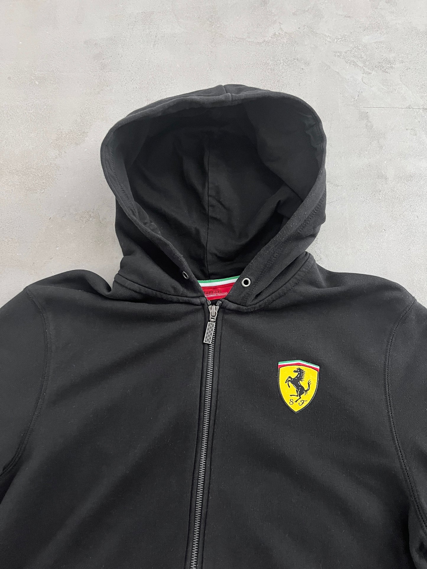 BLACK FERRARI SCUDERIA ZIP UP HOODIE - 2000S - M