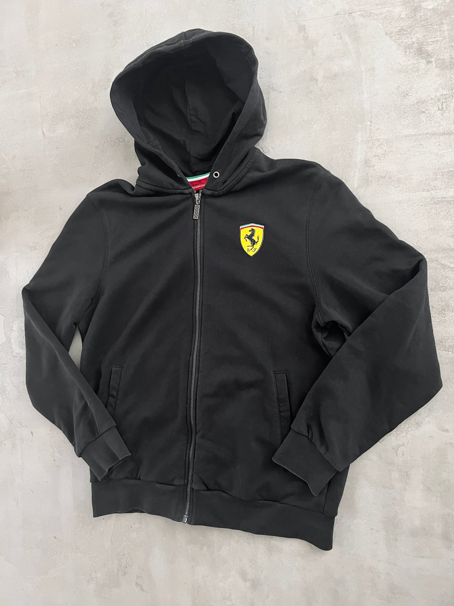 BLACK FERRARI SCUDERIA ZIP UP HOODIE - 2000S - M